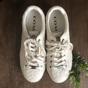 Authentic Coach White Leather Low-Top Sneakers
